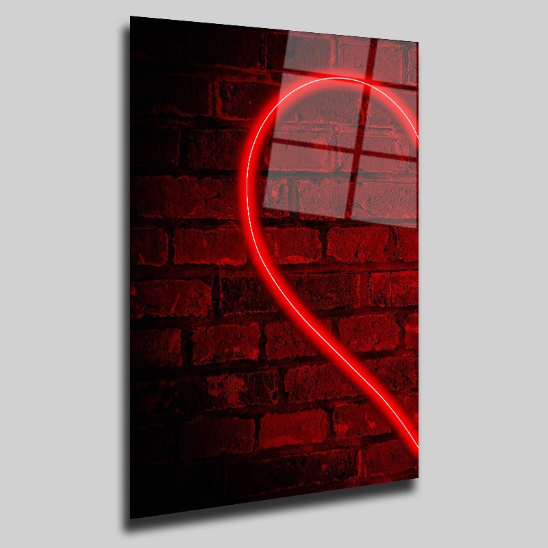 Kırmızı Led Işıklı Neon Cam Tablo #PCT0312