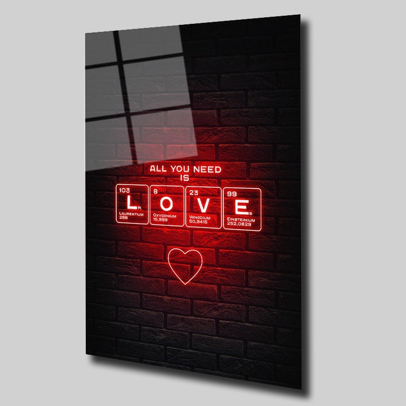 Love Yazılı Led Işık Neon Cam Tablo #PCT0294