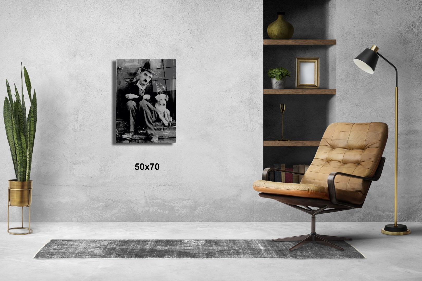 Charlie Chaplin Üzgün Köpek Sinema Ve Ünlüler Cam Tablo #PCT0882