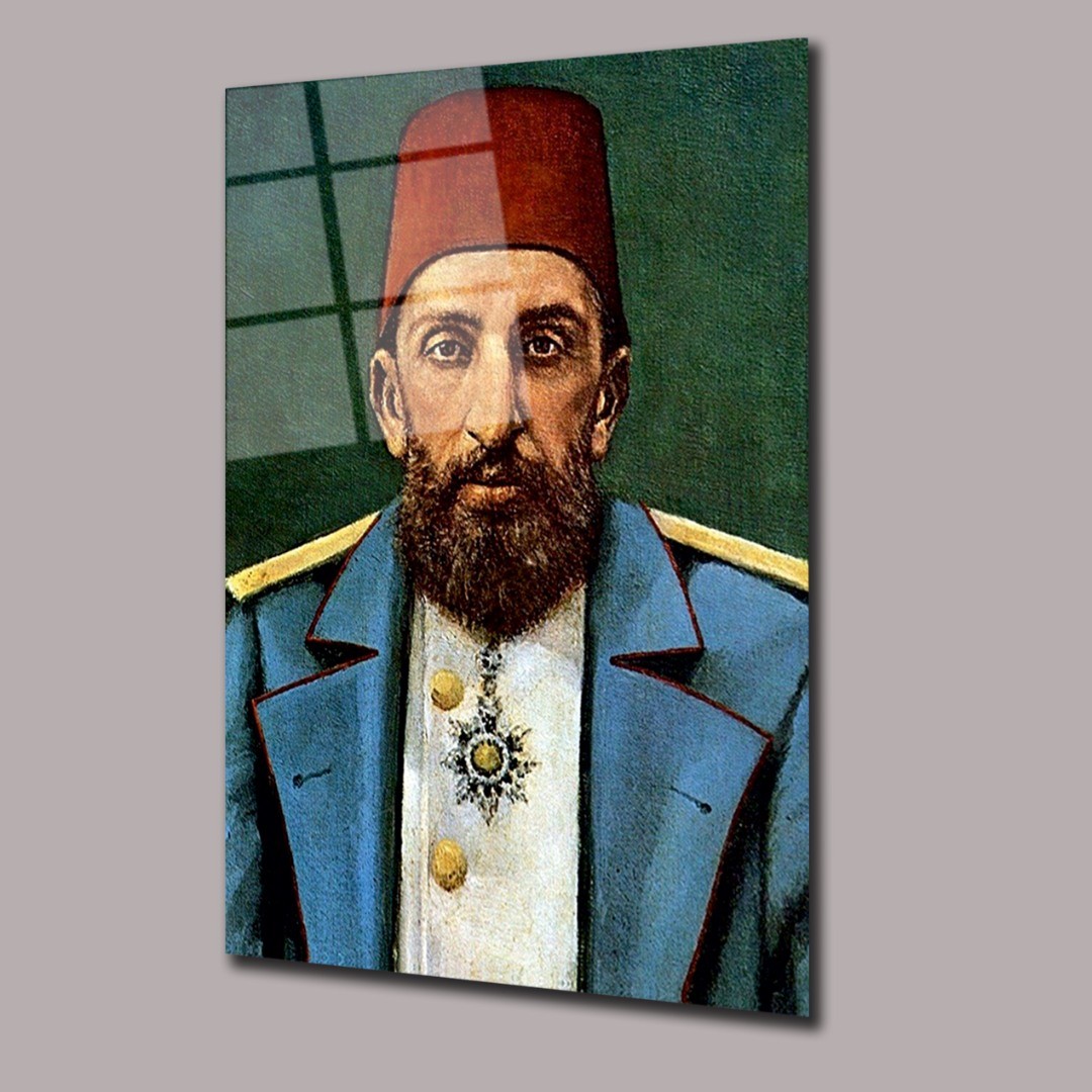 Osmanlı Padişahı  II. Abdülhamid Han Arşiv Cam Tablo #PCT0484