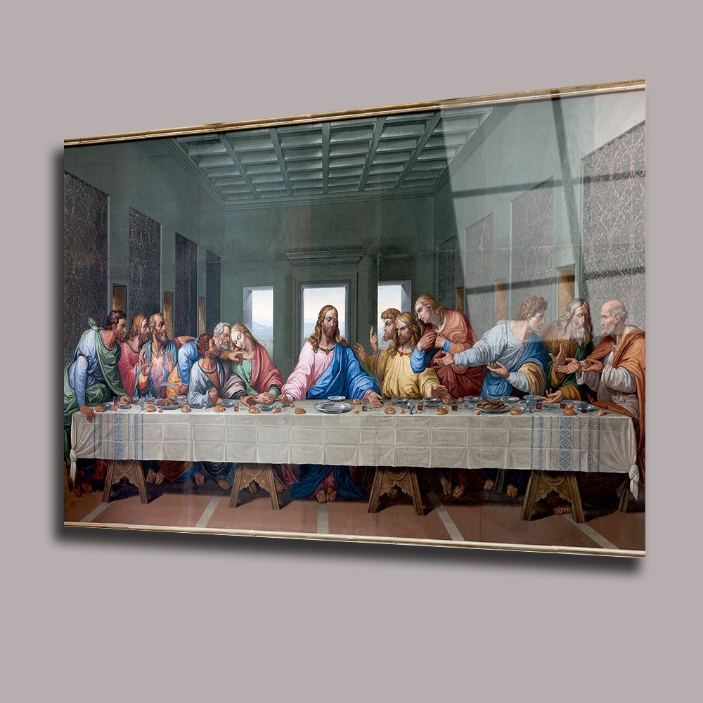 İsa'nın Son Akşam Yemeği Başyapıtlar Cam Tablo #PCT0561