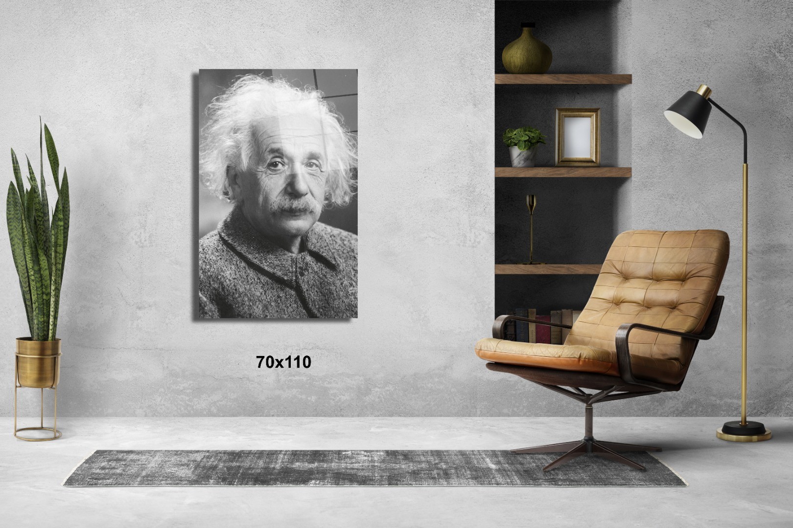 Dağınık Saçlı Albert Einstein Uzay Ve Bilim Cam Tablo #PCT0949