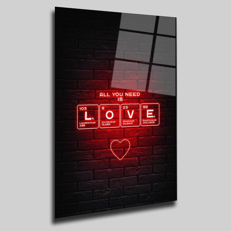 Love Yazılı Led Işık Neon Cam Tablo #PCT0294