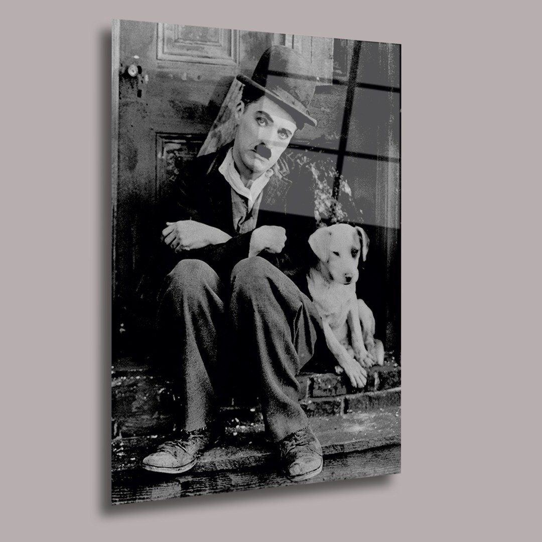 Charlie Chaplin Üzgün Köpek Sinema Ve Ünlüler Cam Tablo #PCT0882
