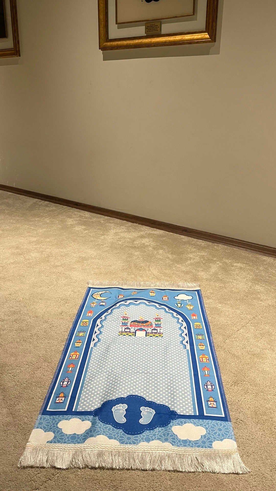 Paksu Collection Kaymaz Taban Çantalı Çocuk Seccadesi - Erkek Çocuk Seccadesi - Mavi