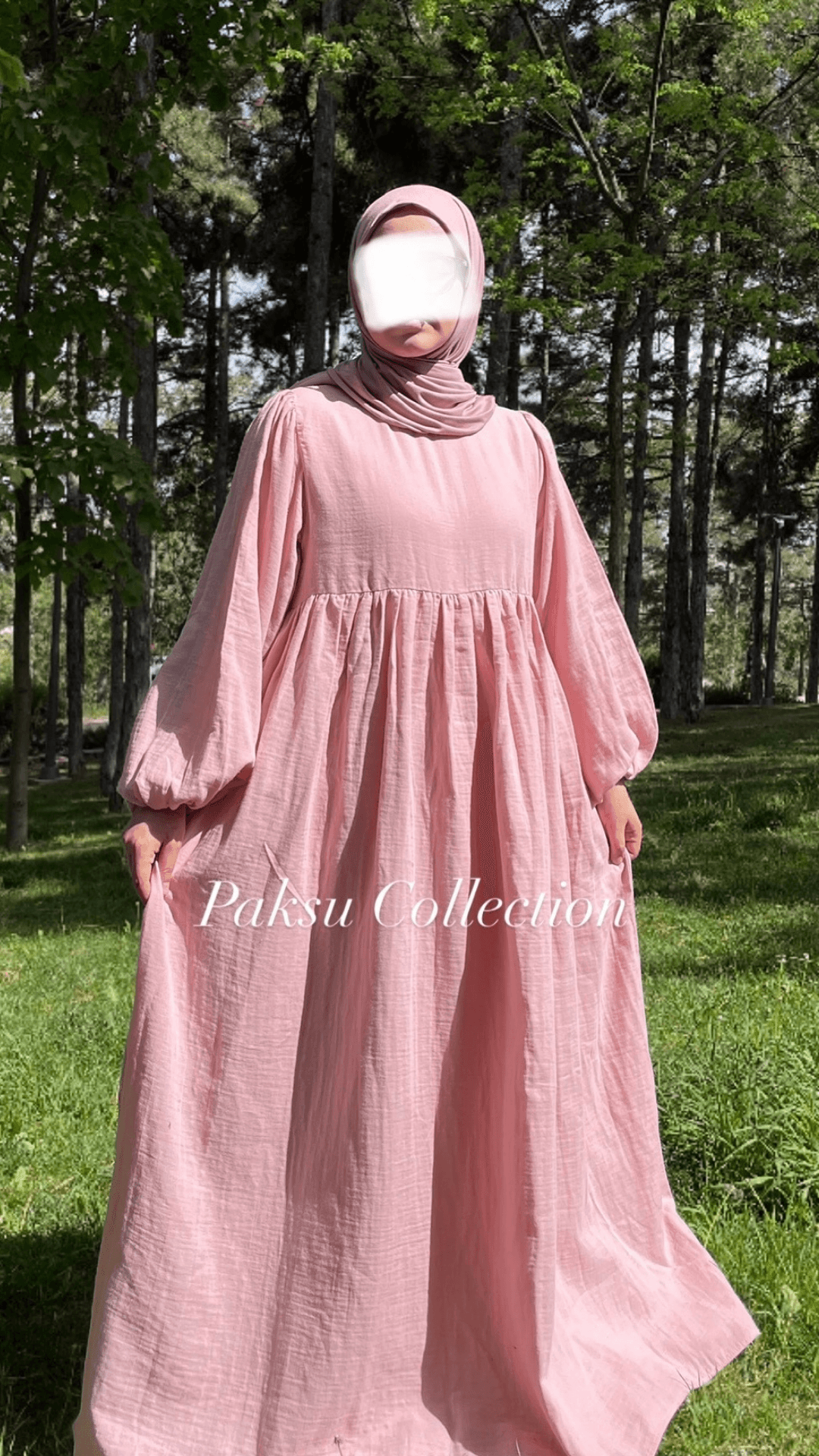İnci Müslin Elbise - Toz Pembe