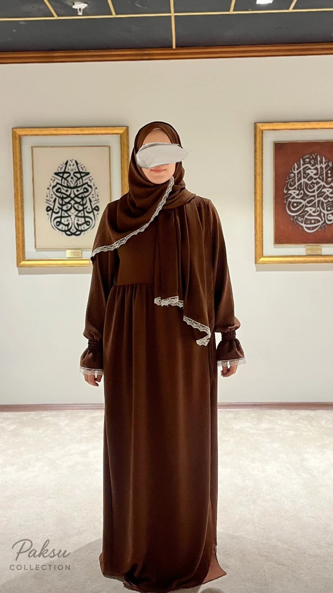 Sultan Koleksiyon Kruvaze Namaz Elbisesi Ferace - Kahve