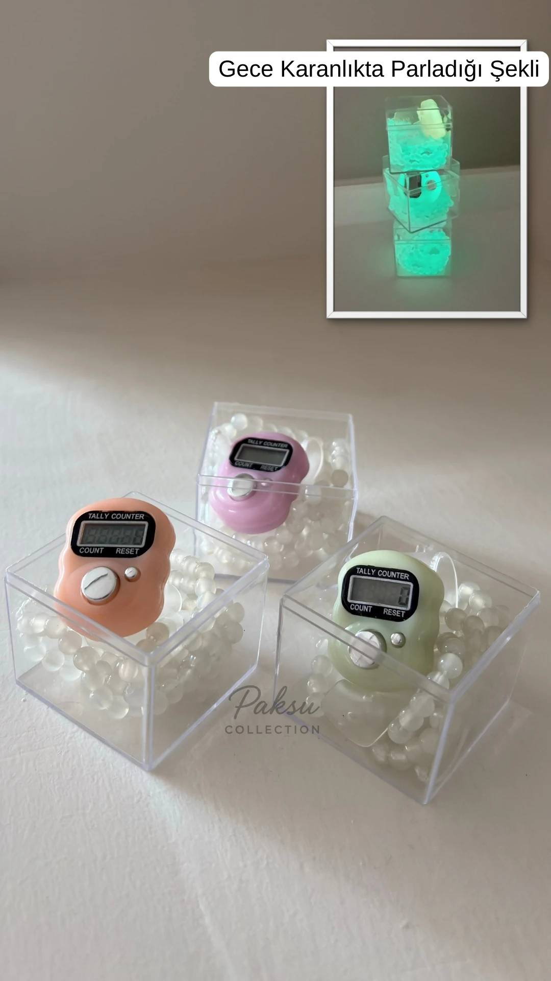 Paksu Collection Özel Kutulu Karanlıkta Parlayan Tesbih ve Zikirmatik Seti