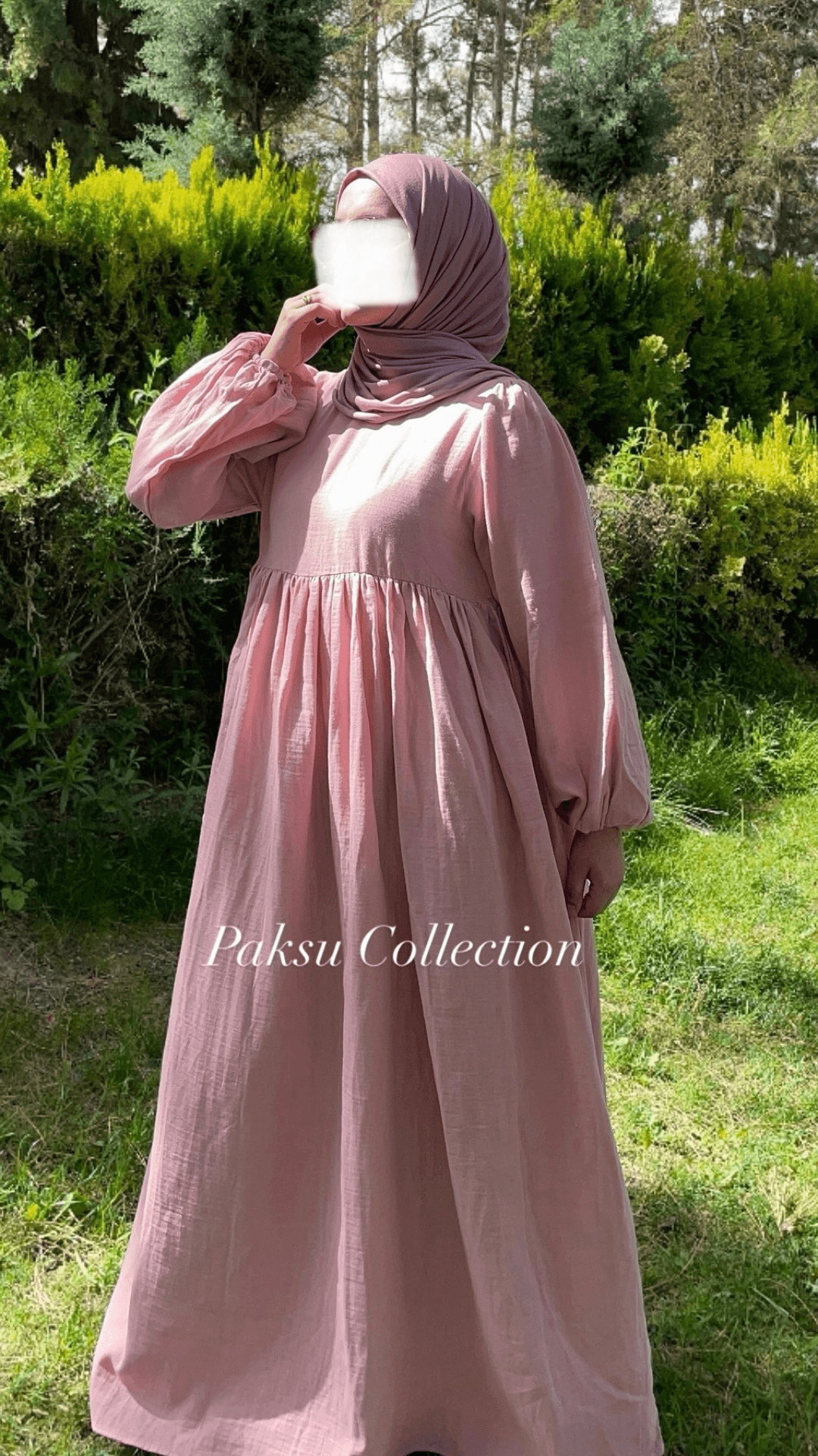 İnci Müslin Elbise - Toz Pembe