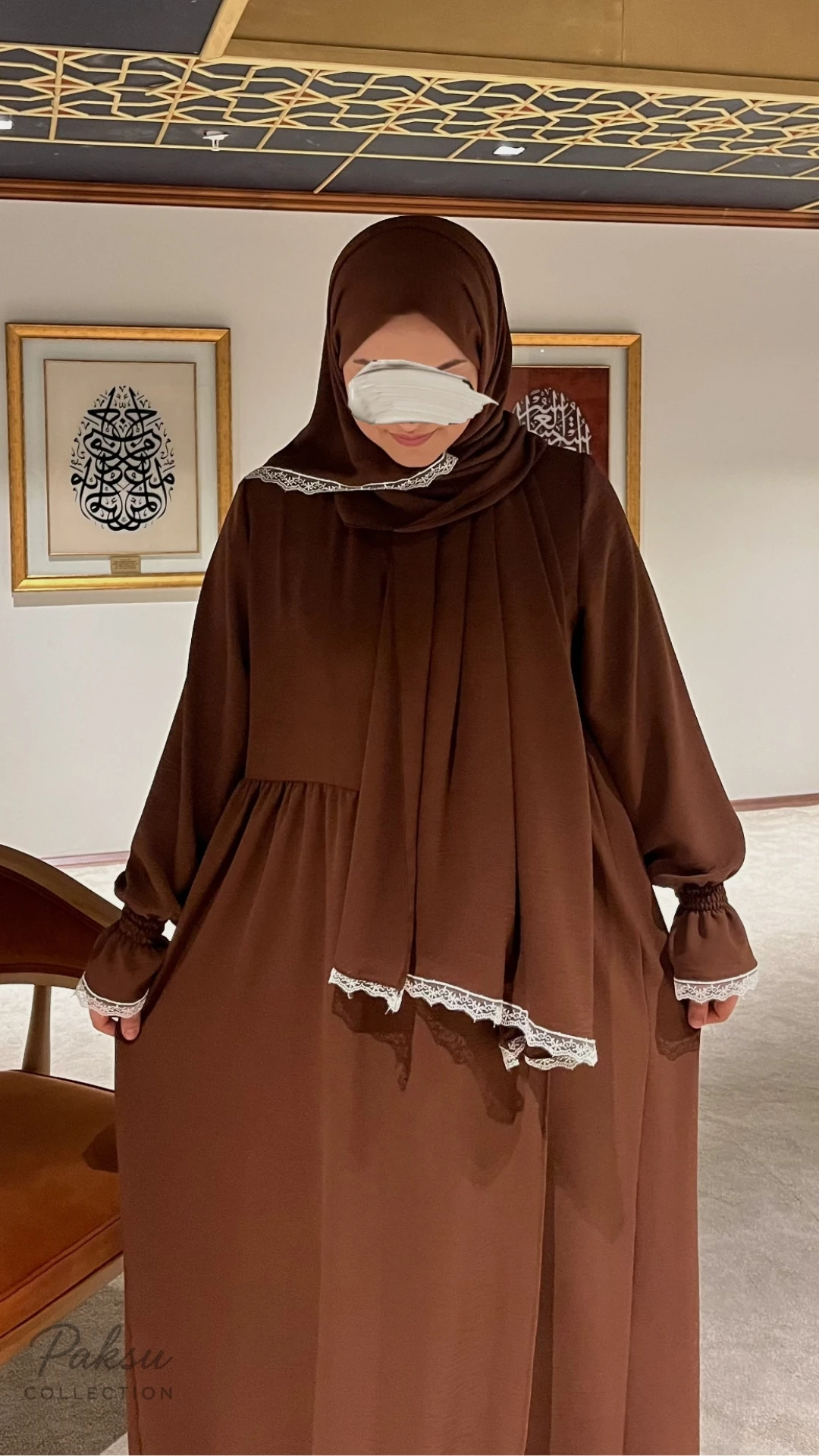 Sultan Koleksiyon Kruvaze Namaz Elbisesi Ferace - Kahve