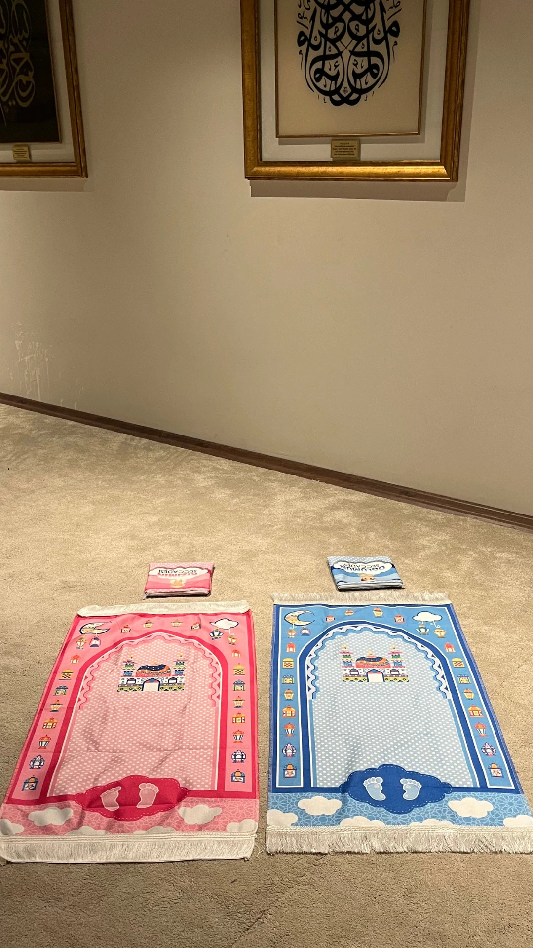 Paksu Collection Kaymaz Taban Çantalı Çocuk Seccadesi - Erkek Çocuk Seccadesi - Mavi