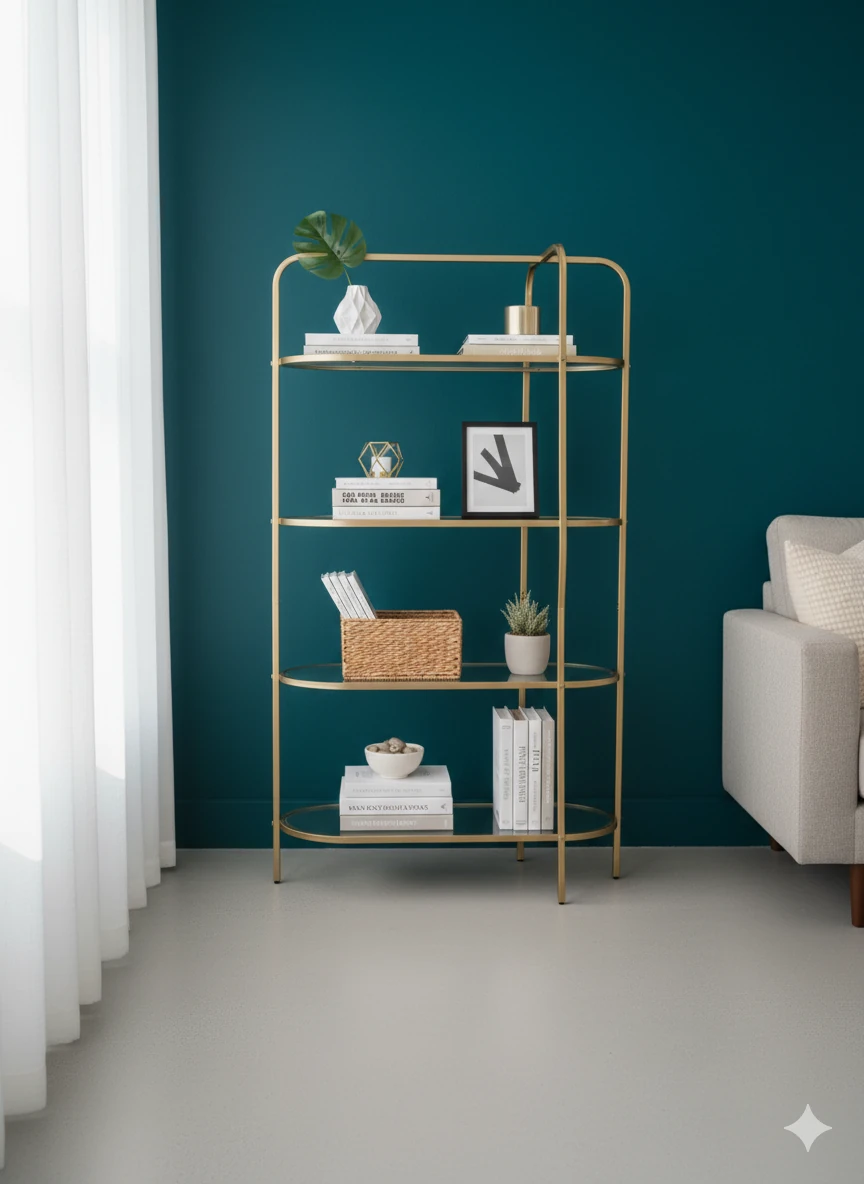  Likya Kitaplık Gold - Şeffaf Temperli Kırılmaz Camlı