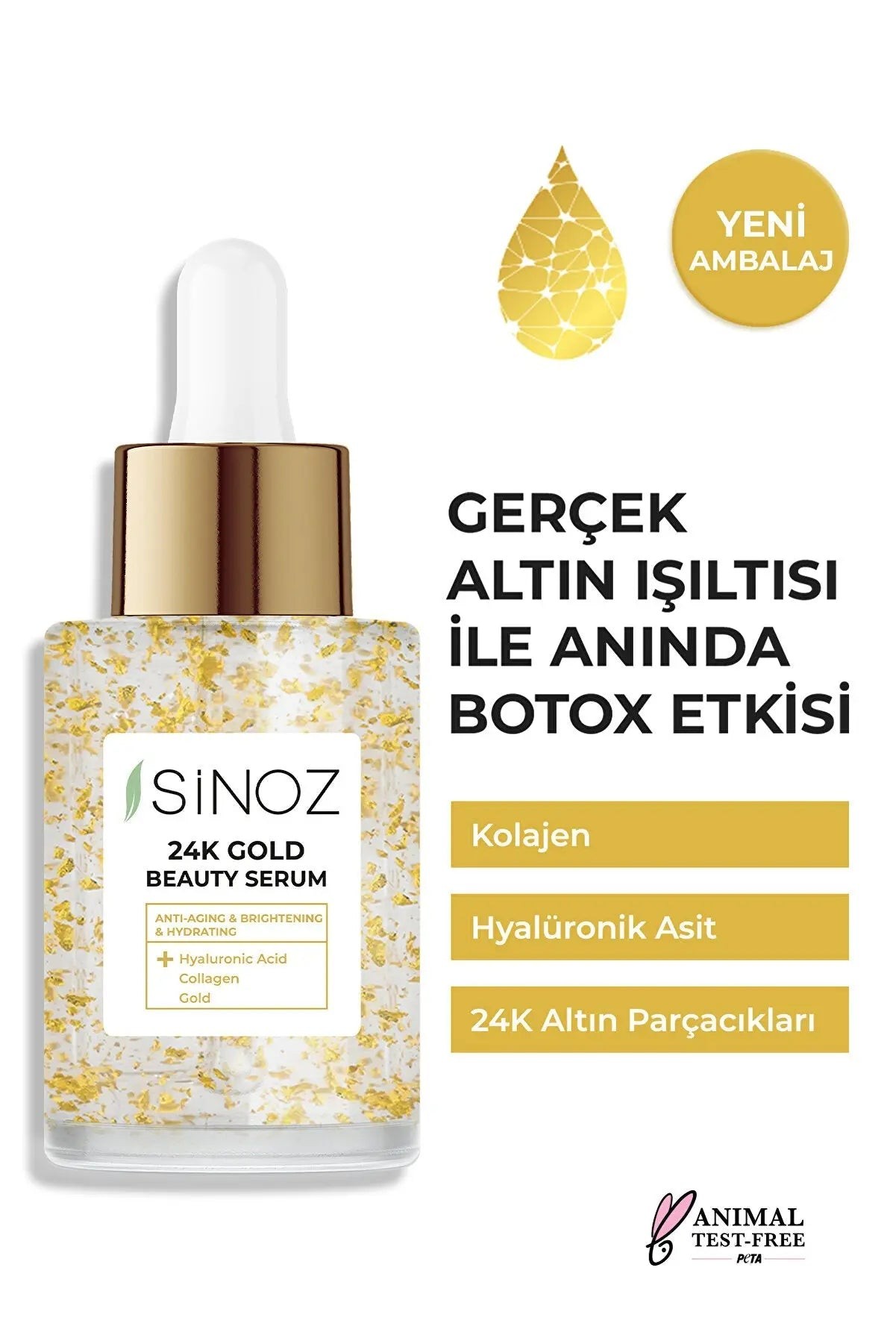 Anti-Wrinkle Collagen Skin Care Serum Containing Hyaluronic Acid with 24k Gold Particles 30 ml