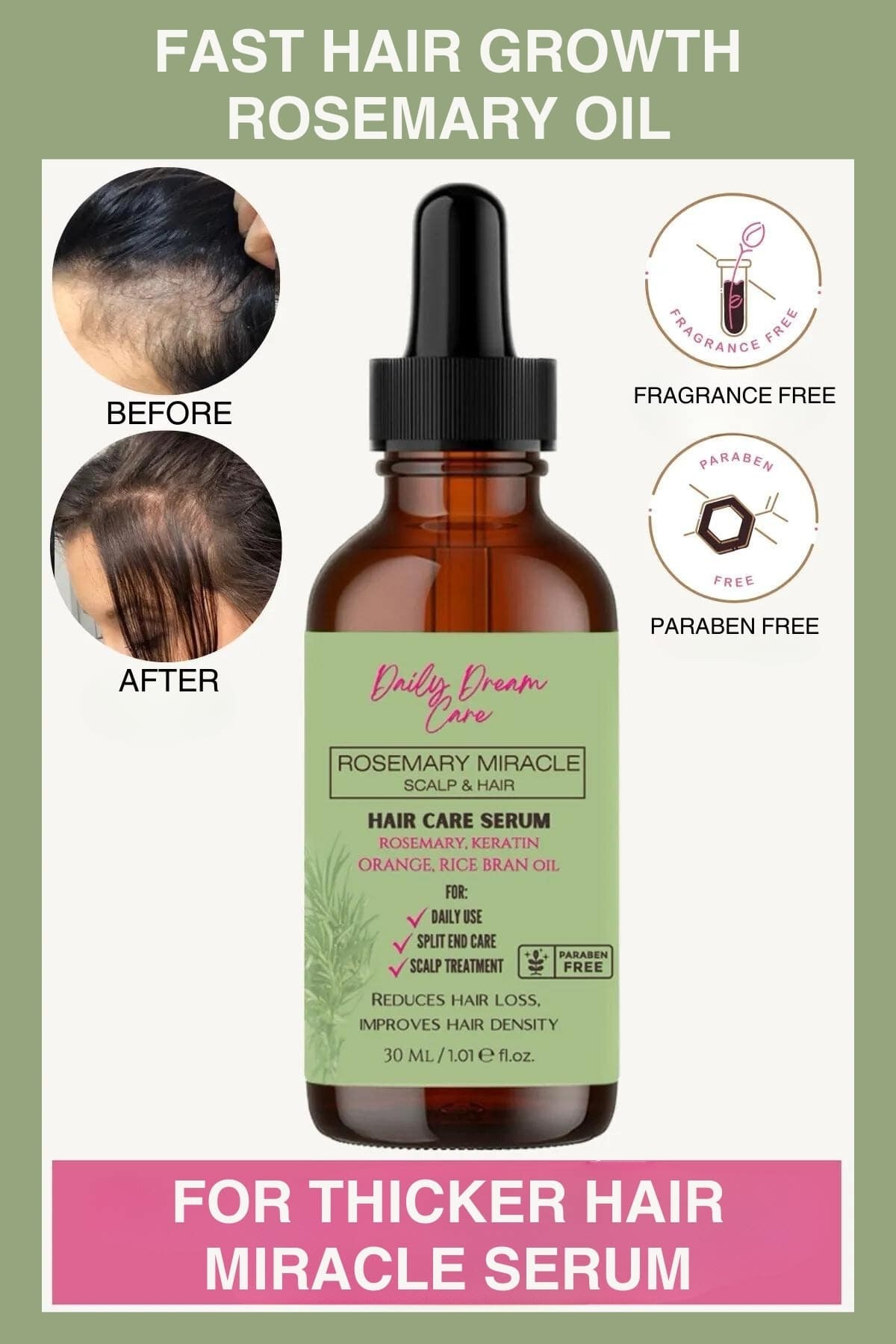 DAILY DREAM CARE Miracle Rosemary Hair Serum For Fast Hair Growth and New Hair Formation