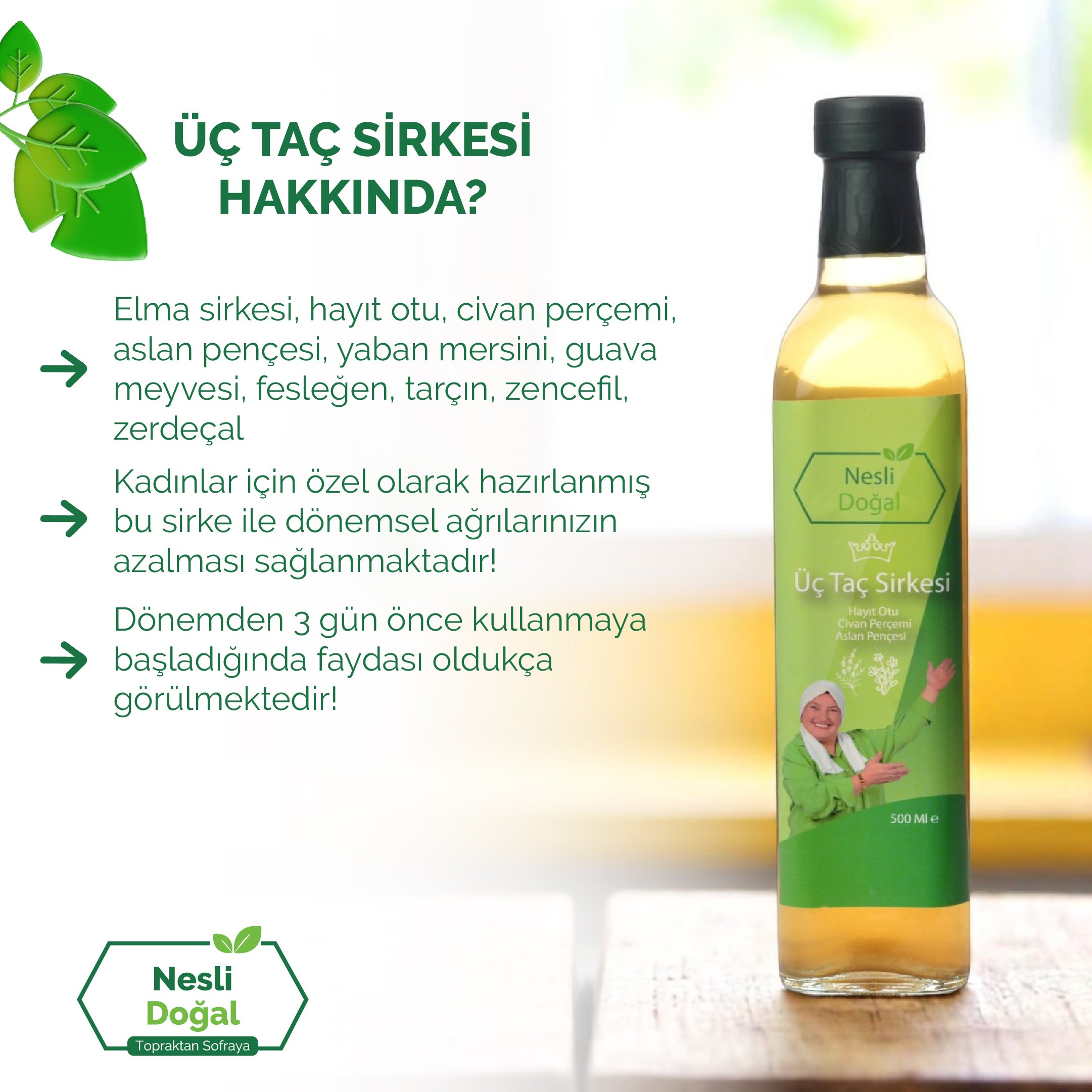 Kadınlara Özel Üç Taç Sirkesi 500 Ml