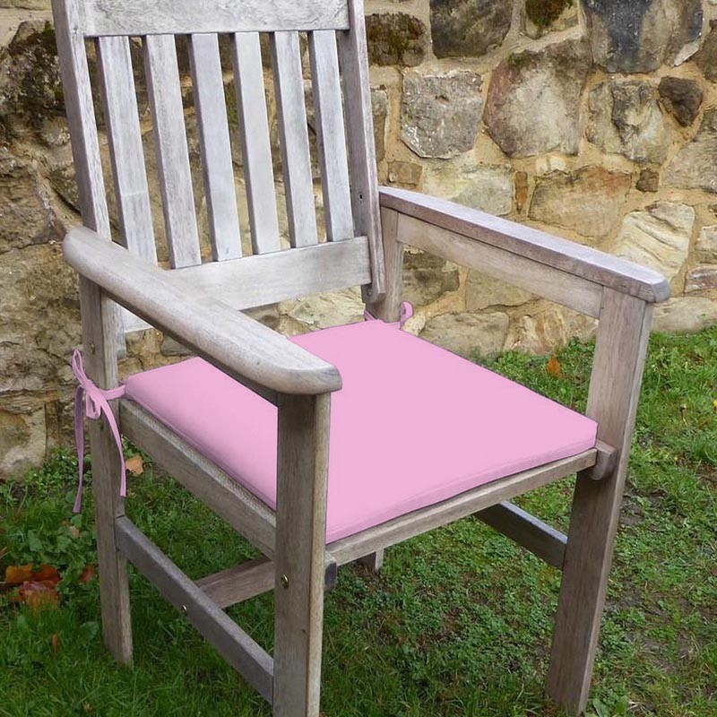 Pembe Rengi Düz Sandalye Minderi 42-42-5 cm Süngerli, Fermurlı ve Bağcıklı