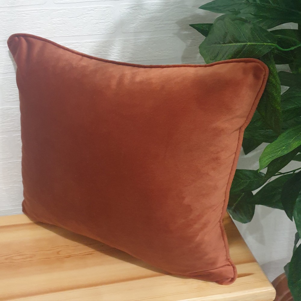 Terracota  Biyeli Kadife Kırlent Yastık Kılıfı Modelleri
