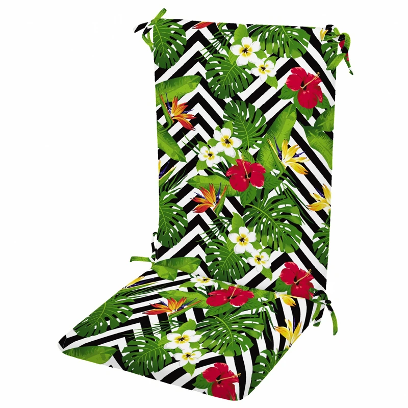 Tropikal Desenli Masa Sandalye Minderi Oturma 42-42-5 cm Sırt 42-52-5 cm