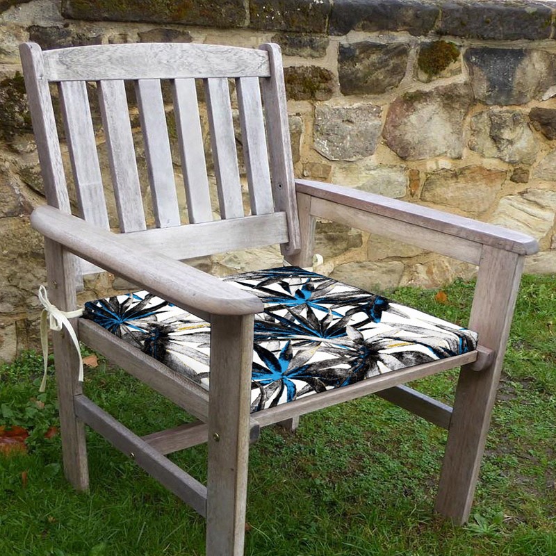 Yaprak Desenli Sandalye Minderi 42-42-5 cm Süngerli, Fermurlı ve Bağcıklı