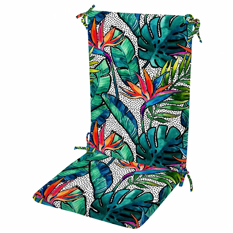 Tropikal Desenli Masa Sandalye Minderi Oturma 42-42-5 cm Sırt 42-52-5 cm