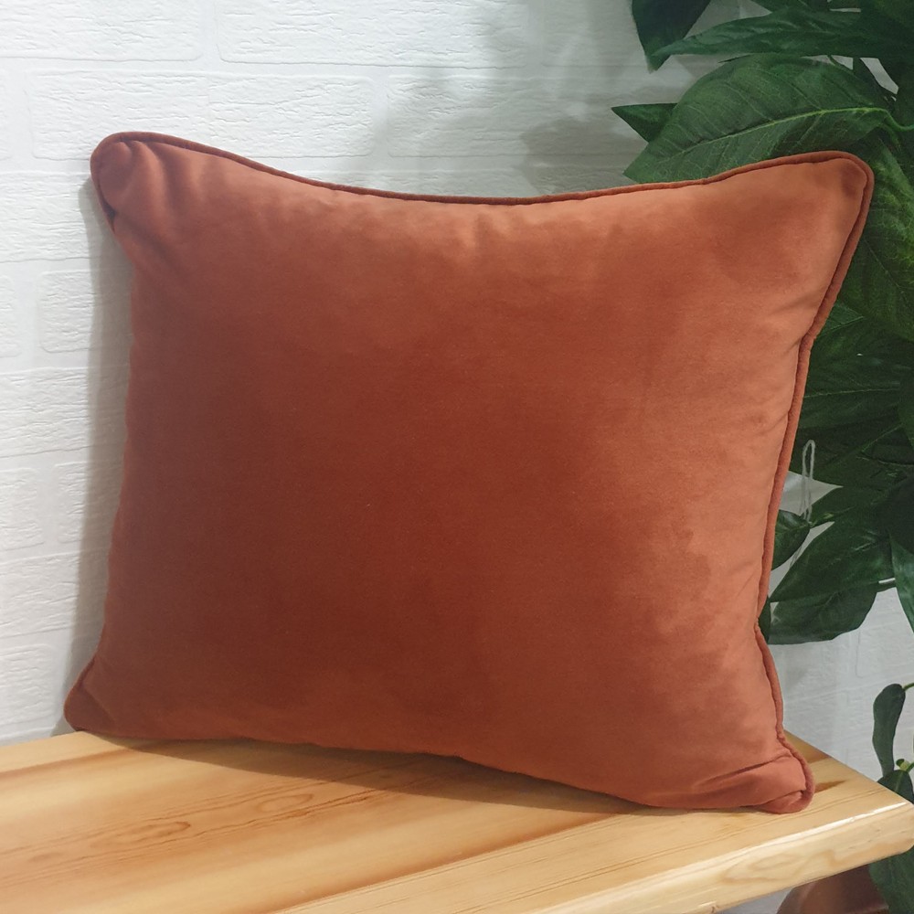 Terracota  Biyeli Kadife Kırlent Yastık Kılıfı Modelleri