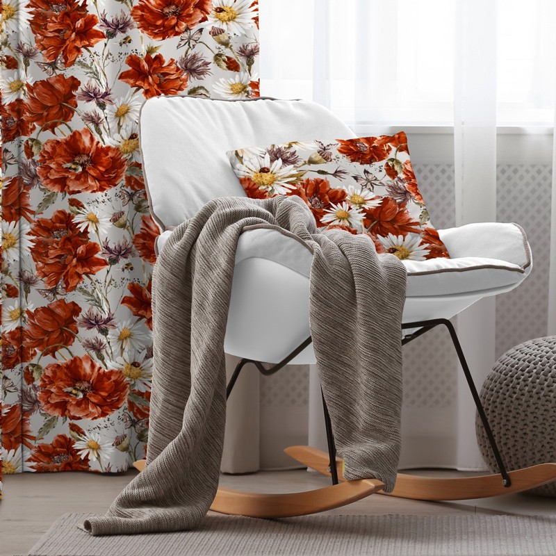 Çiçekli Oturma Odası Fon Perde- Fiyat 1 Kanat İçindir-1 Yastık Kılıfı Hediyeli