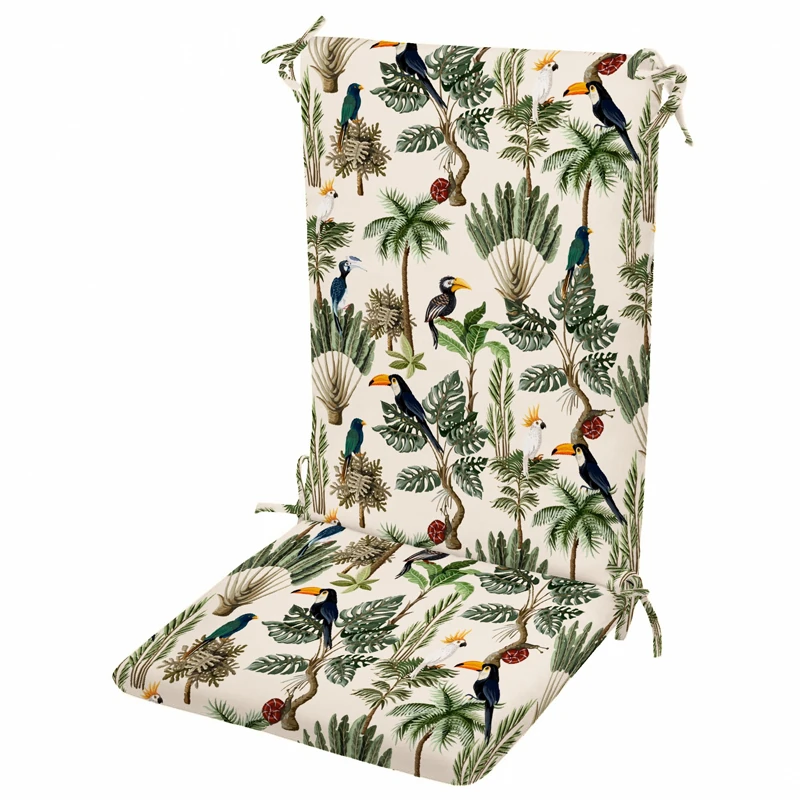 Tropikal Desenli Masa Sandalye Minderi Oturma 42-42-5 cm Sırt 42-52-5 cm