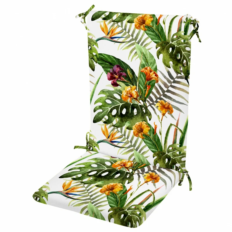 Tropikal Desenli Masa Sandalye Minderi Oturma 42-42-5 cm Sırt 42-52-5 cm
