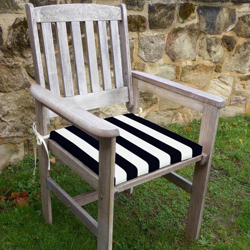 Çizgi Desenli Sandalye Minderi 42-42-5 cm Süngerli, Fermurlı ve Bağcıklı