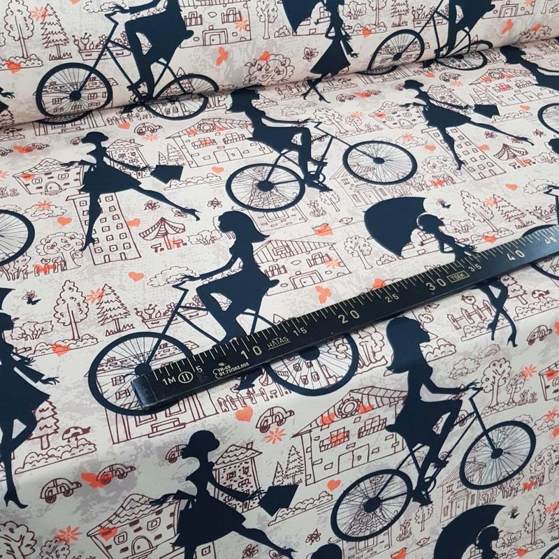 Bisikletli Kız Desenli Döşemelik Kumaşlar