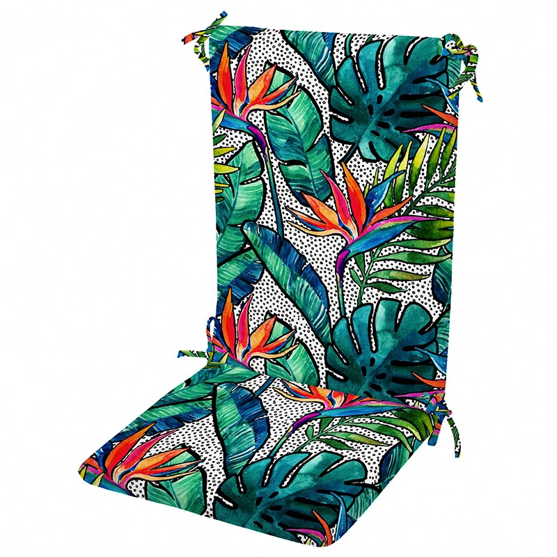 Tropikal Desenli Masa Sandalye Minderi Oturma 42-42-5 cm Sırt 42-52-5 cm