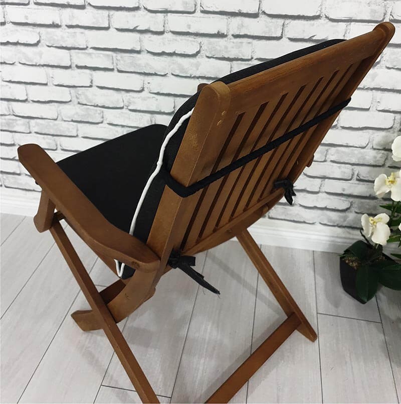 Siyah Kot Görünümlü Sandalye Minderi Oturma 42-42-5cm Sırt 42-52-5cm