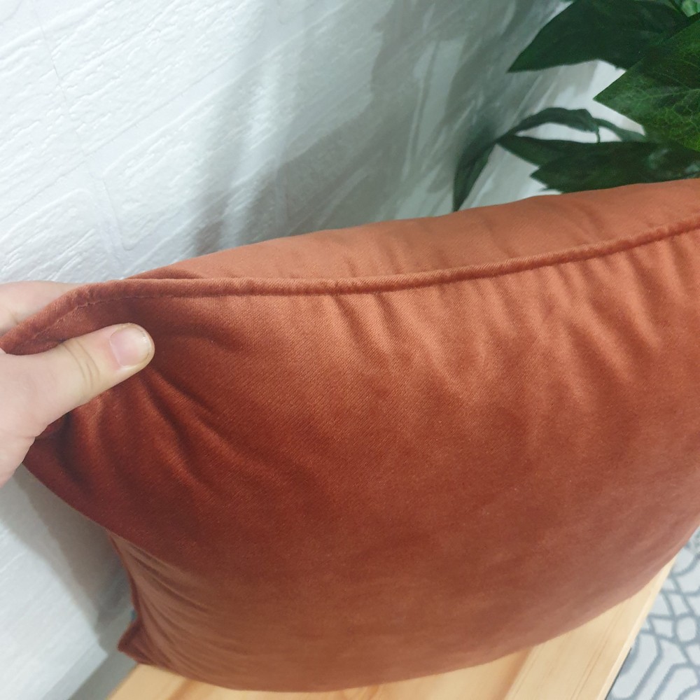 Terracota  Biyeli Kadife Kırlent Yastık Kılıfı Modelleri