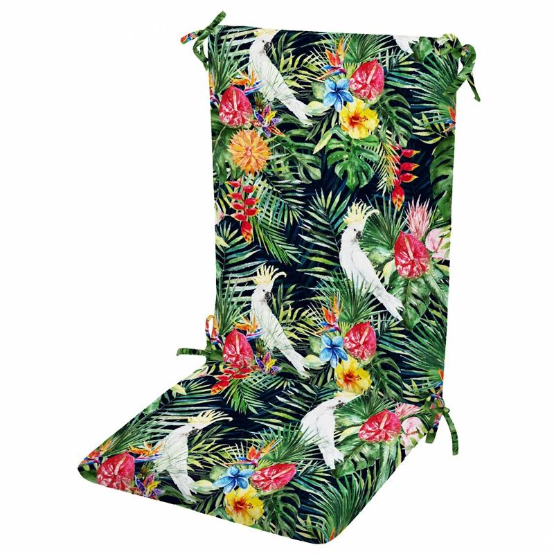 Tropikal Desenli Masa Sandalye Minderi Oturma 42-42-5 cm Sırt 42-52-5 cm
