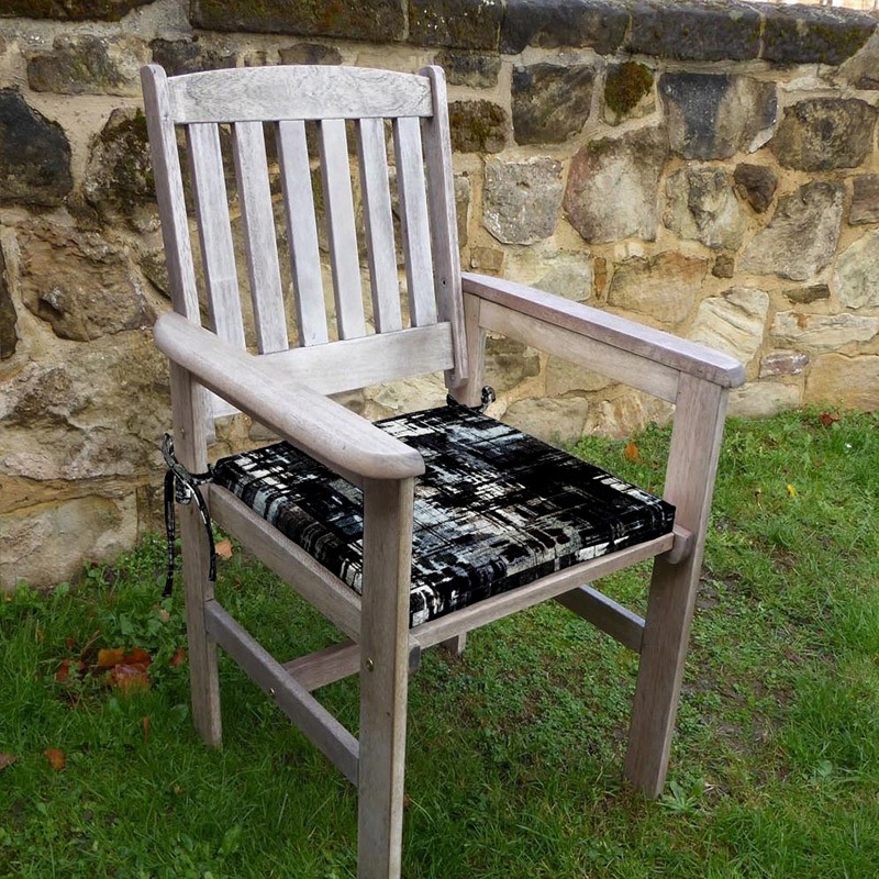 Buz Desenli Sandalye Minderi 42-42-5 cm Süngerli, Fermurlı ve Bağcıklı