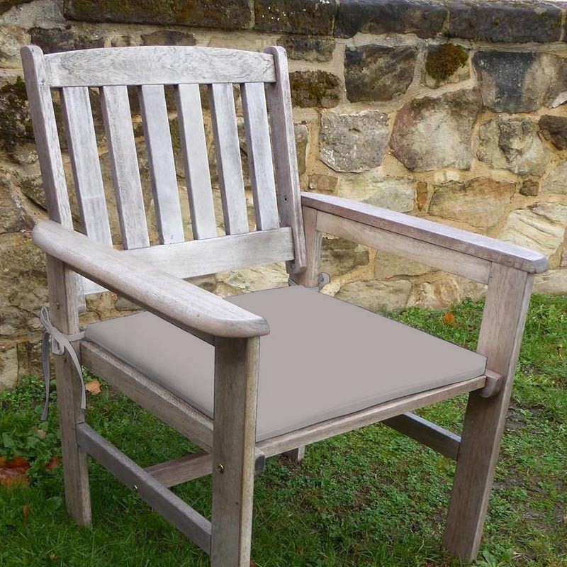Vizon Rengi Düz Sandalye Minderi 42-42-5 cm Süngerli, Fermurlı ve Bağcıklı