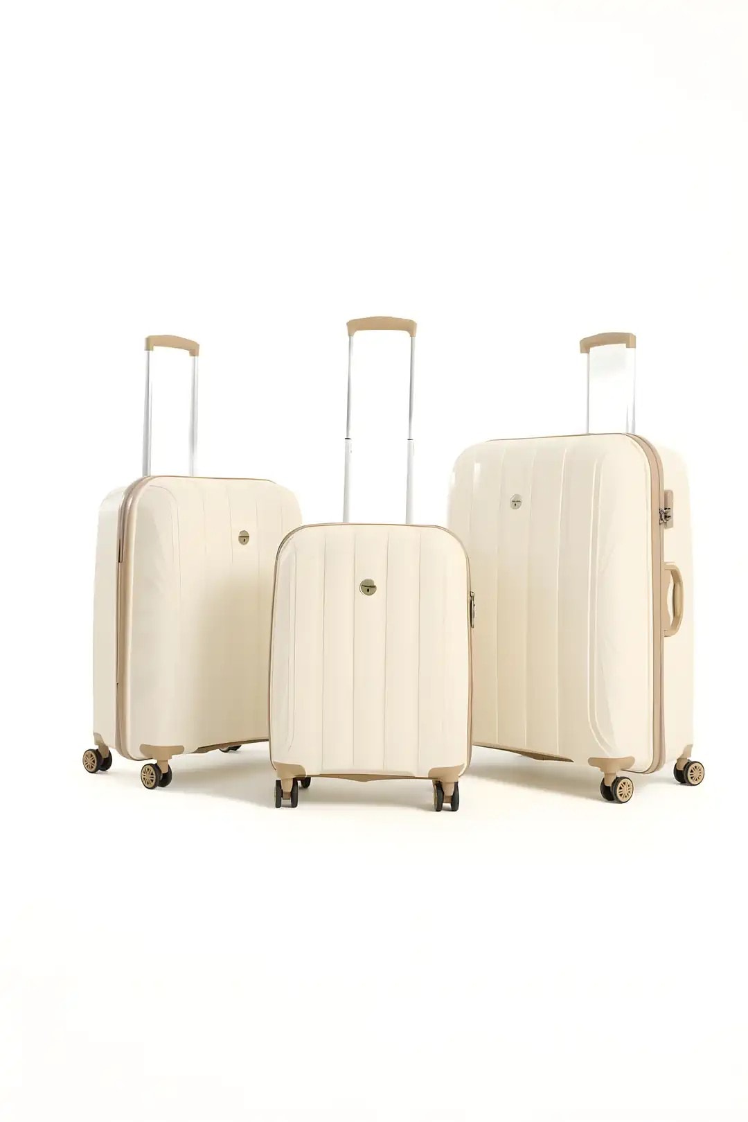 Pause Polipropilen Kırılmaz Silikon 3'lü Valiz Seti - Krem Taba