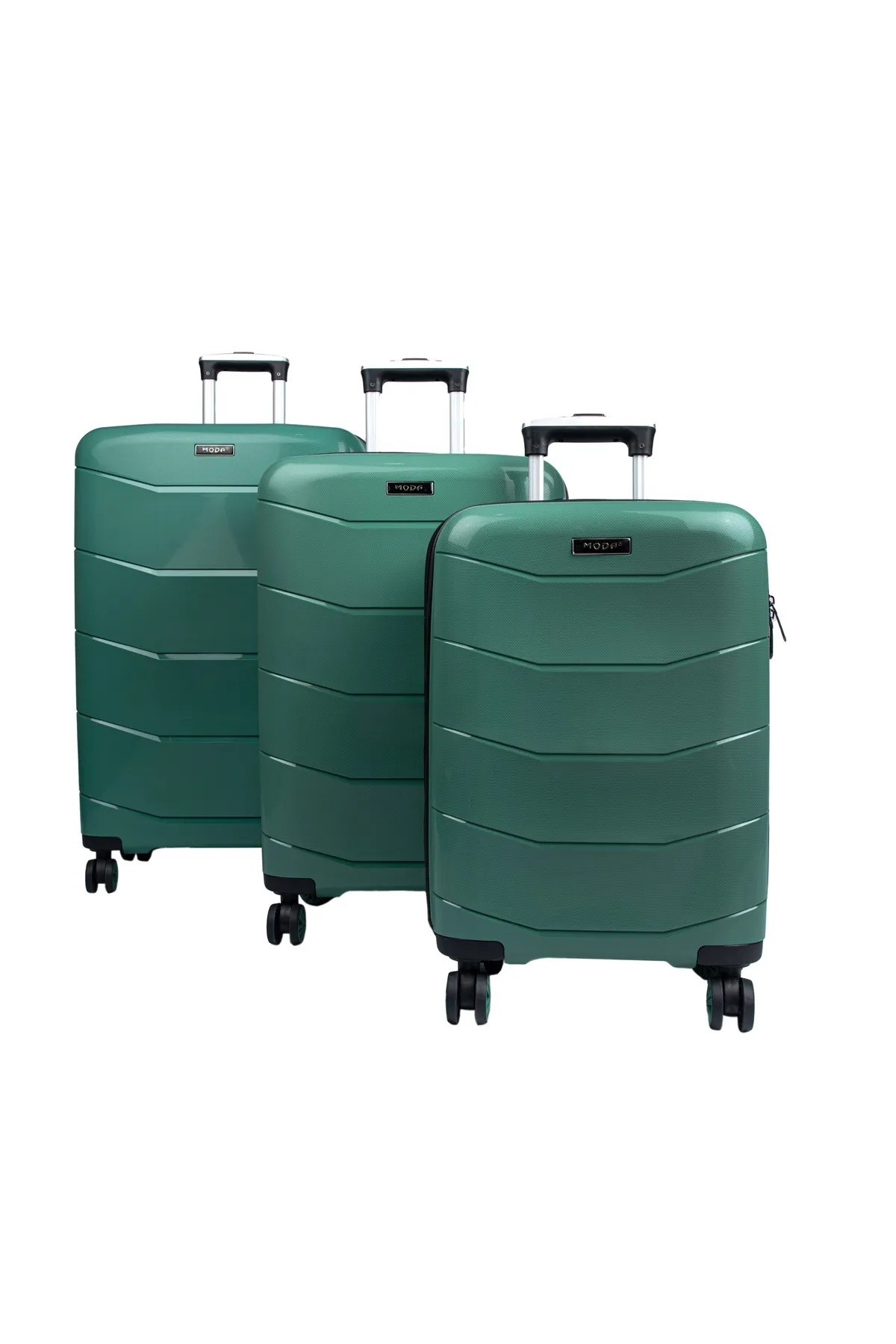BROWE PP Plastik, Kırılmaz 3'lü Set Çekçekli Seyahat Valizi - Mint Yeşili