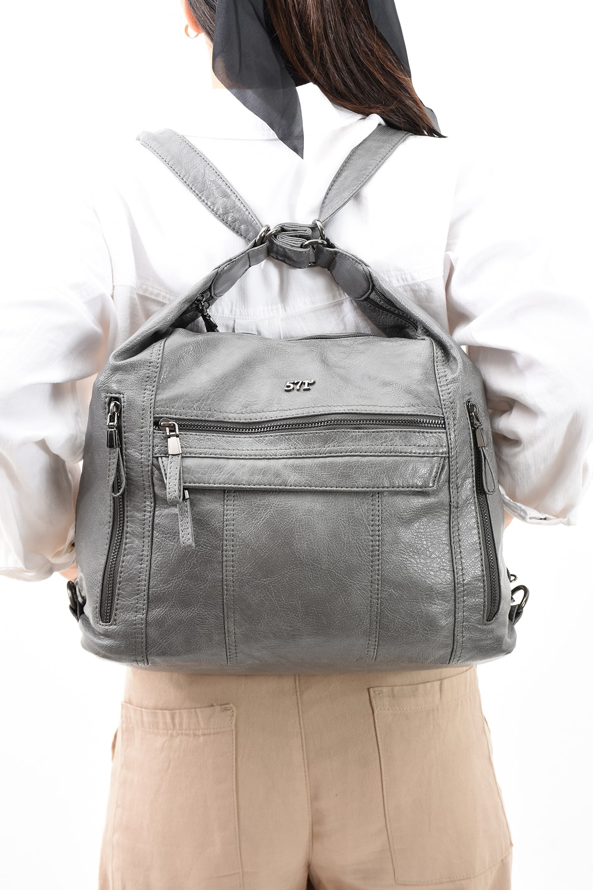 MİLOS Yıkanmış Deri, Kadın Omuz Sırt Çanta