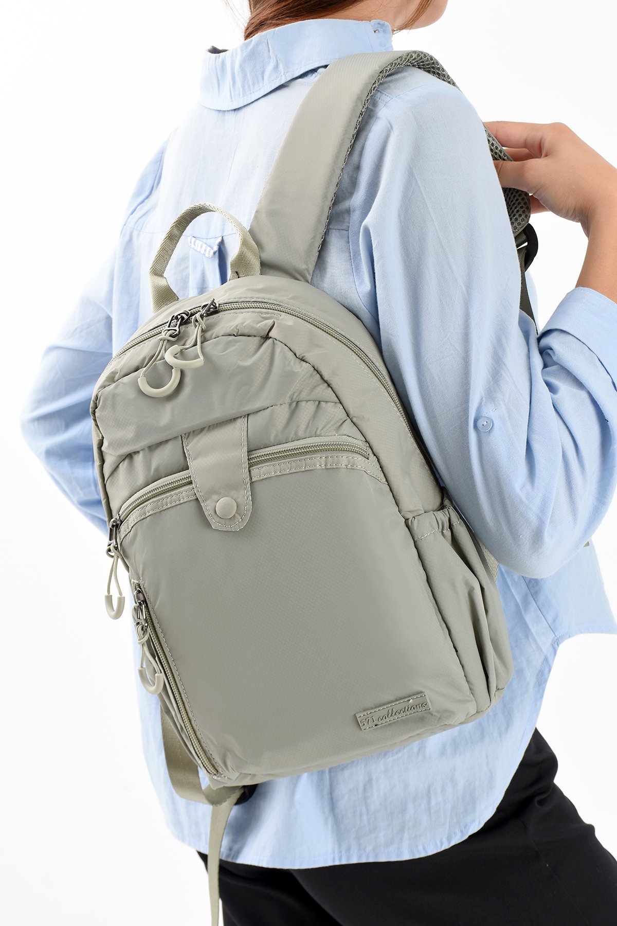 COLE Paraşüt Kumaş, Suya Dayanıklı Günlük Boy Unisex Sırt Çantası  - Açık Gri