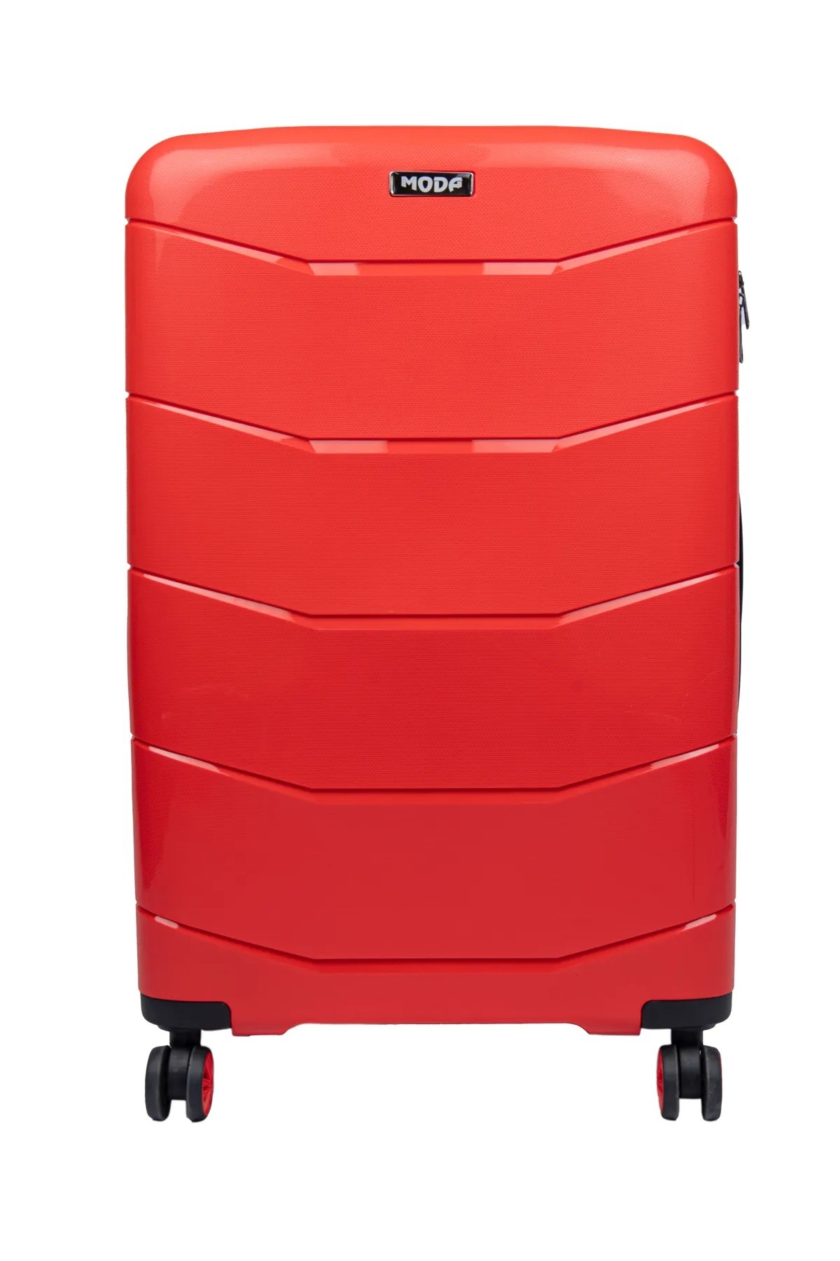 BROWE PP Plastik, Kırılmaz Büyük Boy Çekçekli Seyahat Valizi - Kırmızı