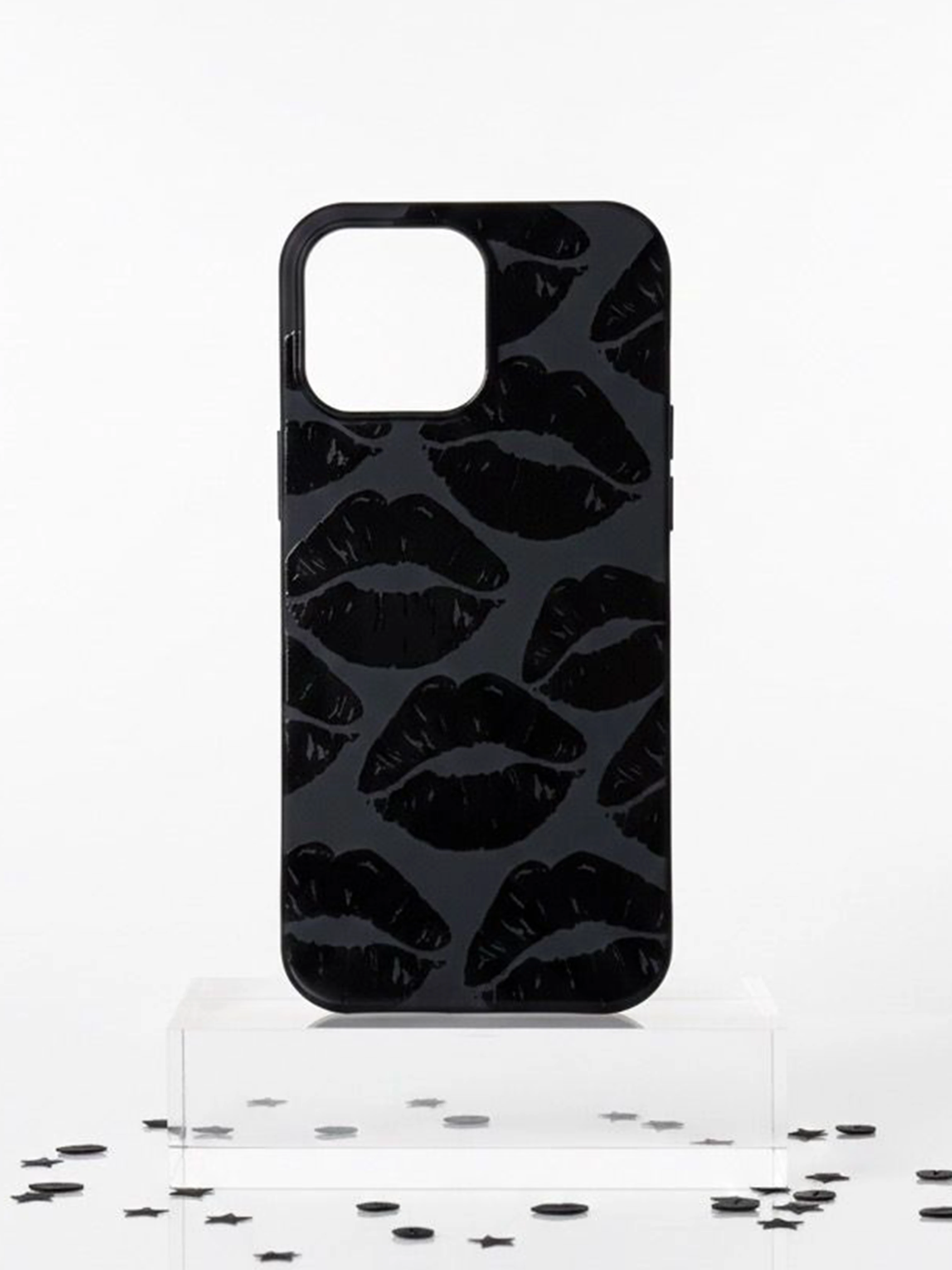 iPhone 11 Pro ile Uyumlu Kadife İç Dokulu Premium Lansman Telefon Kılıfı - Siyah Dudak