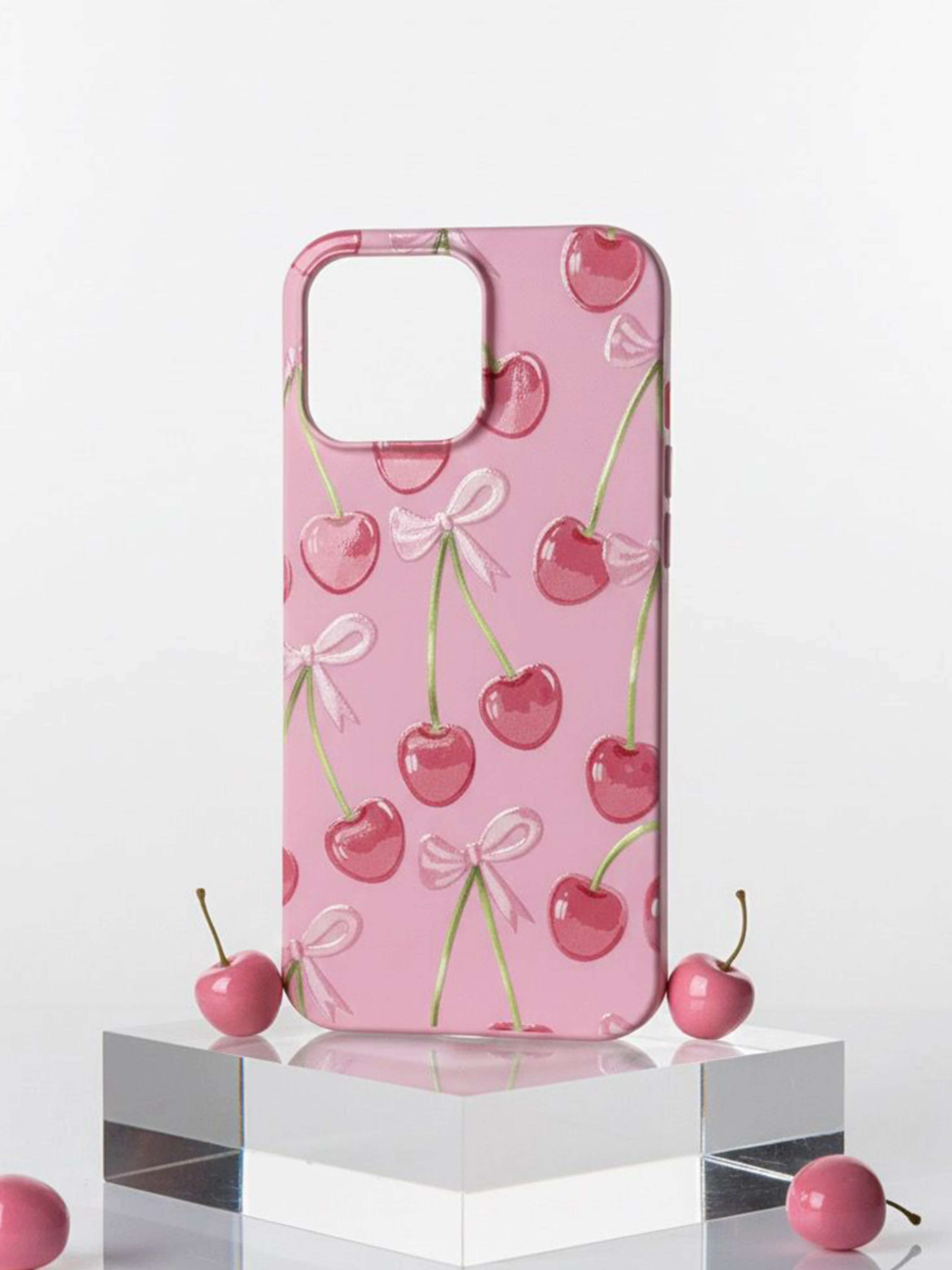 iPhone 11 Pro Max ile Uyumlu Kadife İç Dokulu Premium Lansman Telefon Kılıfı - Şeker Kirazlar