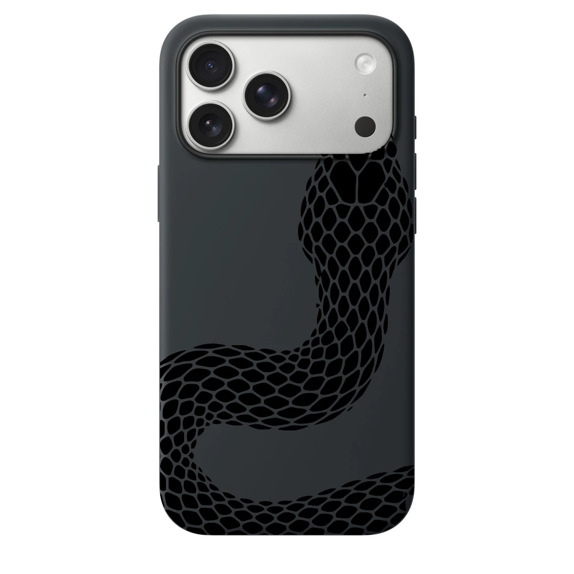 iPhone 17 Pro ile Uyumlu Kadife İç Dokulu Premium Lansman Telefon Kılıfı - Siyah Yılan