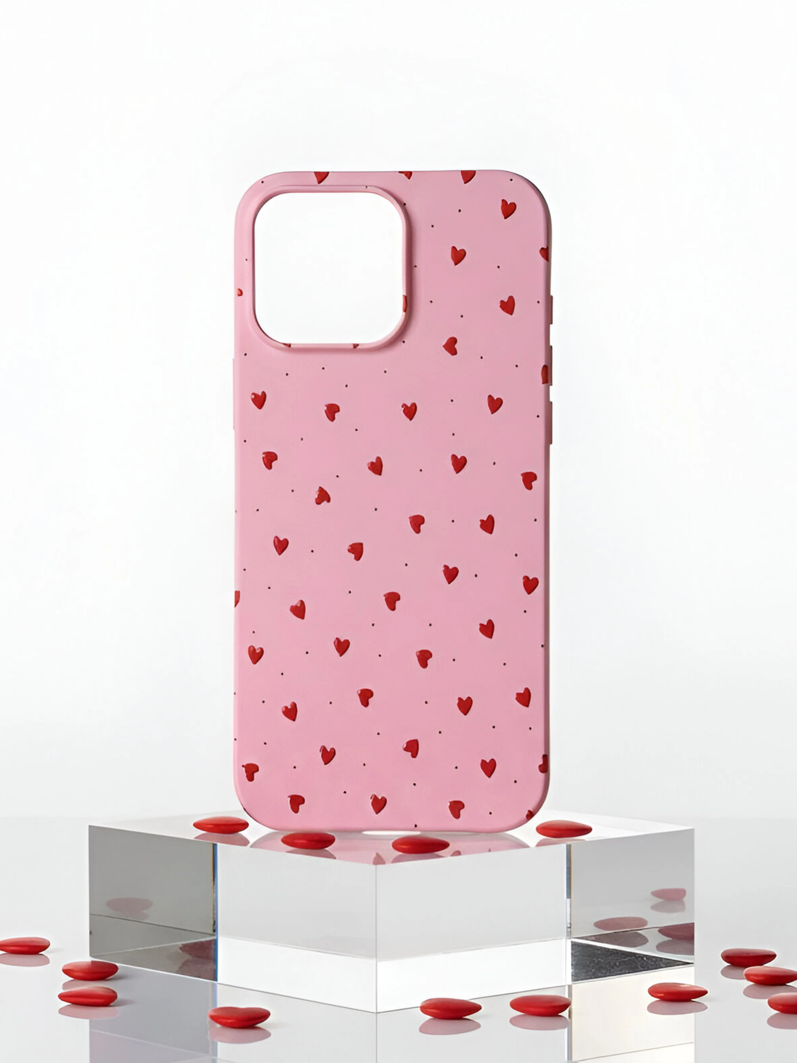 iPhone 11 Pro Max ile Uyumlu Kadife İç Dokulu Premium Lansman Telefon Kılıfı - Şeker Kırmızı Kalp