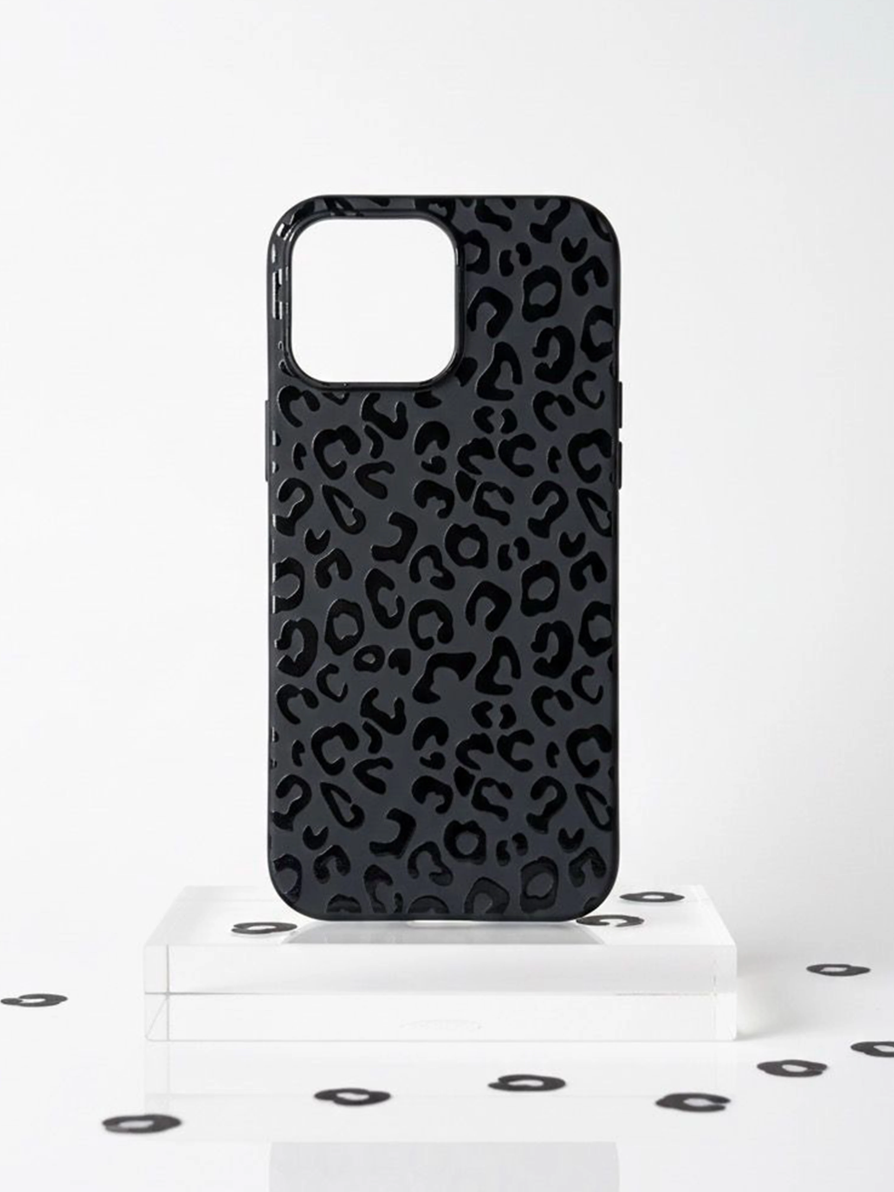 iPhone 11 Pro Max ile Uyumlu Kadife İç Dokulu Premium Lansman Telefon Kılıfı - Siyah Leopar