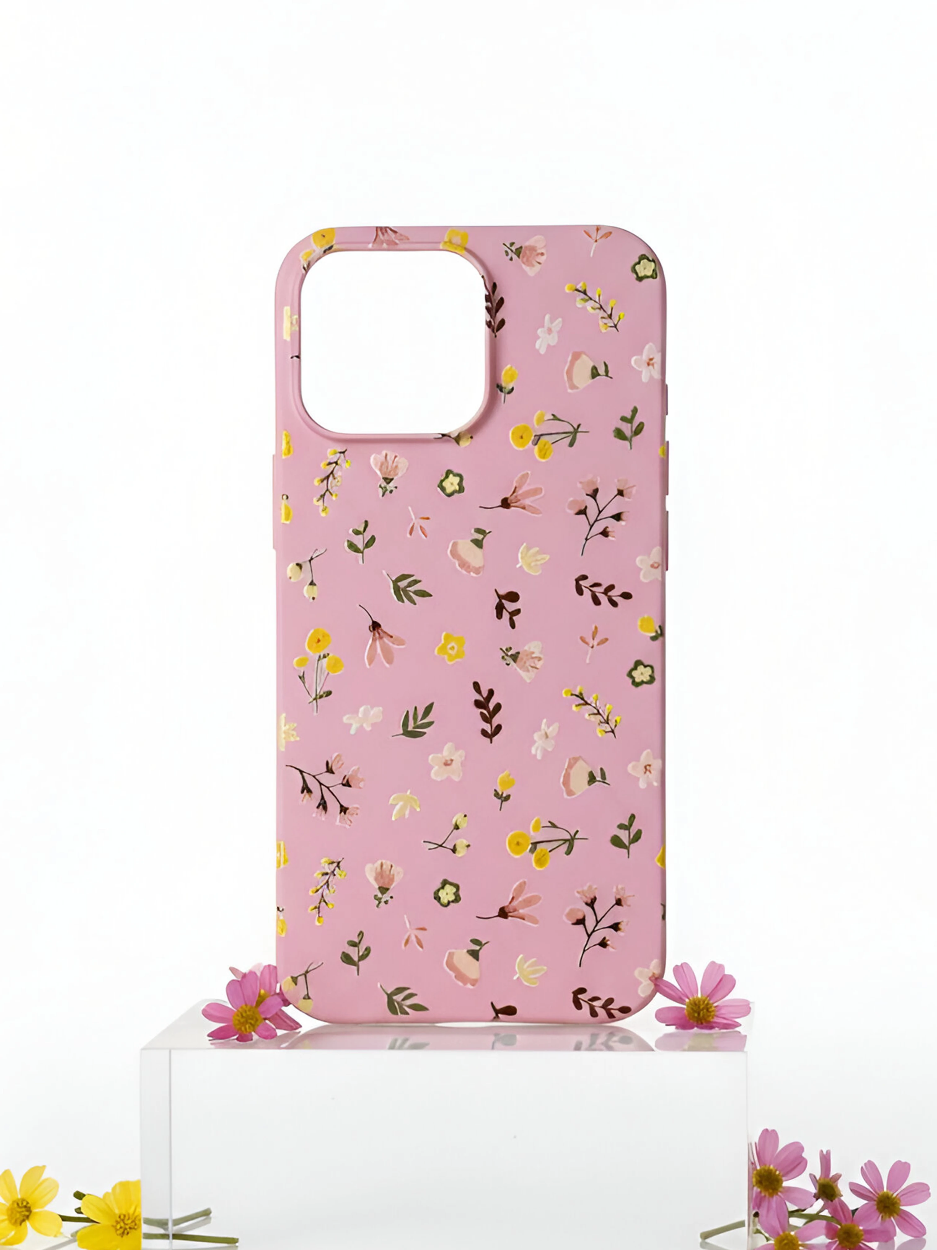 iPhone 11 Pro Max ile Uyumlu Kadife İç Dokulu Premium Lansman Telefon Kılıfı - Şeker Çiçek