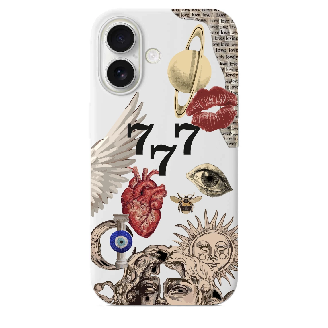 iPhone 16 Plus ile Uyumlu Kadife İç Dokulu Premium Lansman Telefon Kılıfı - Beyaz Şans