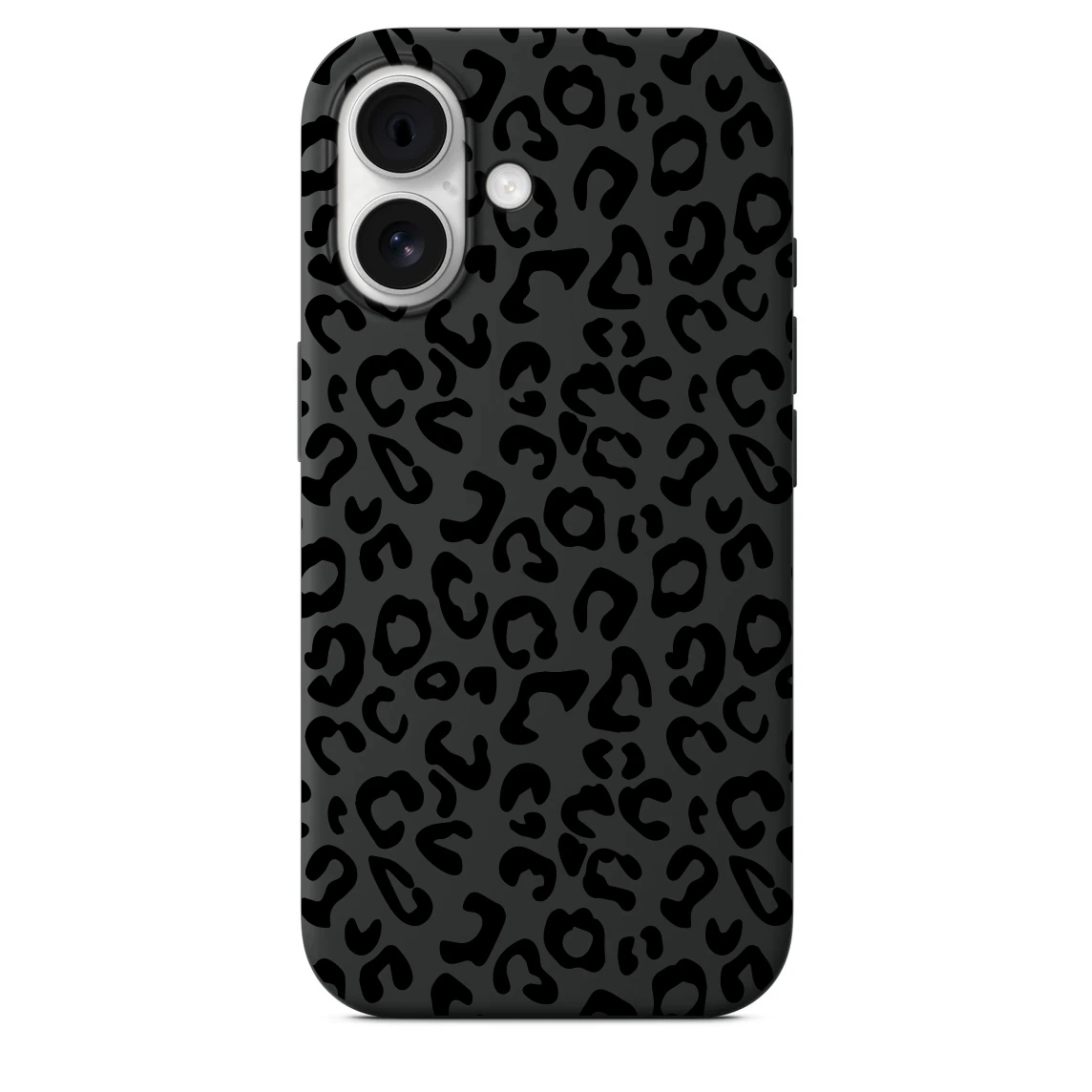 iPhone 16 Plus ile Uyumlu Kadife İç Dokulu Premium Lansman Telefon Kılıfı - Siyah Leopar