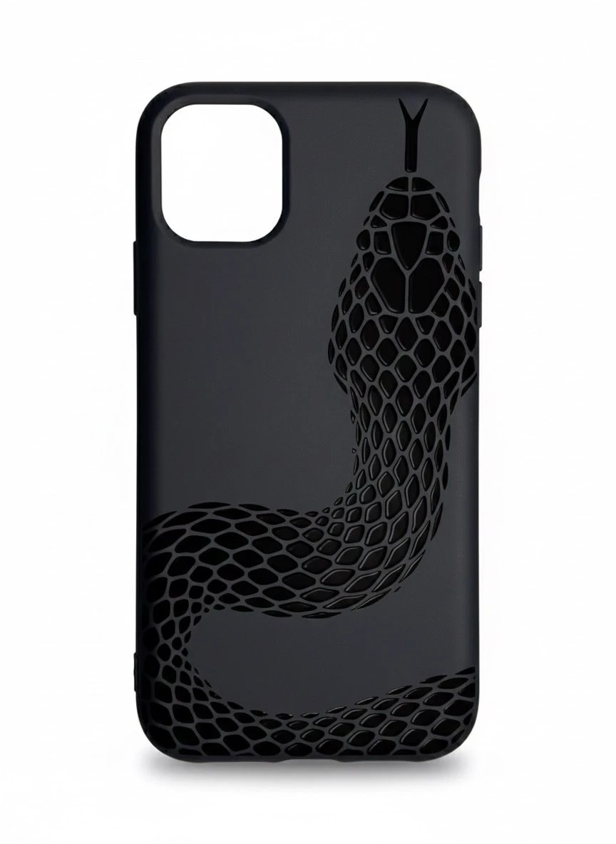 iPhone 11 ile Uyumlu Kadife İç Dokulu Premium Lansman Telefon Kılıfı - Siyah Yılan